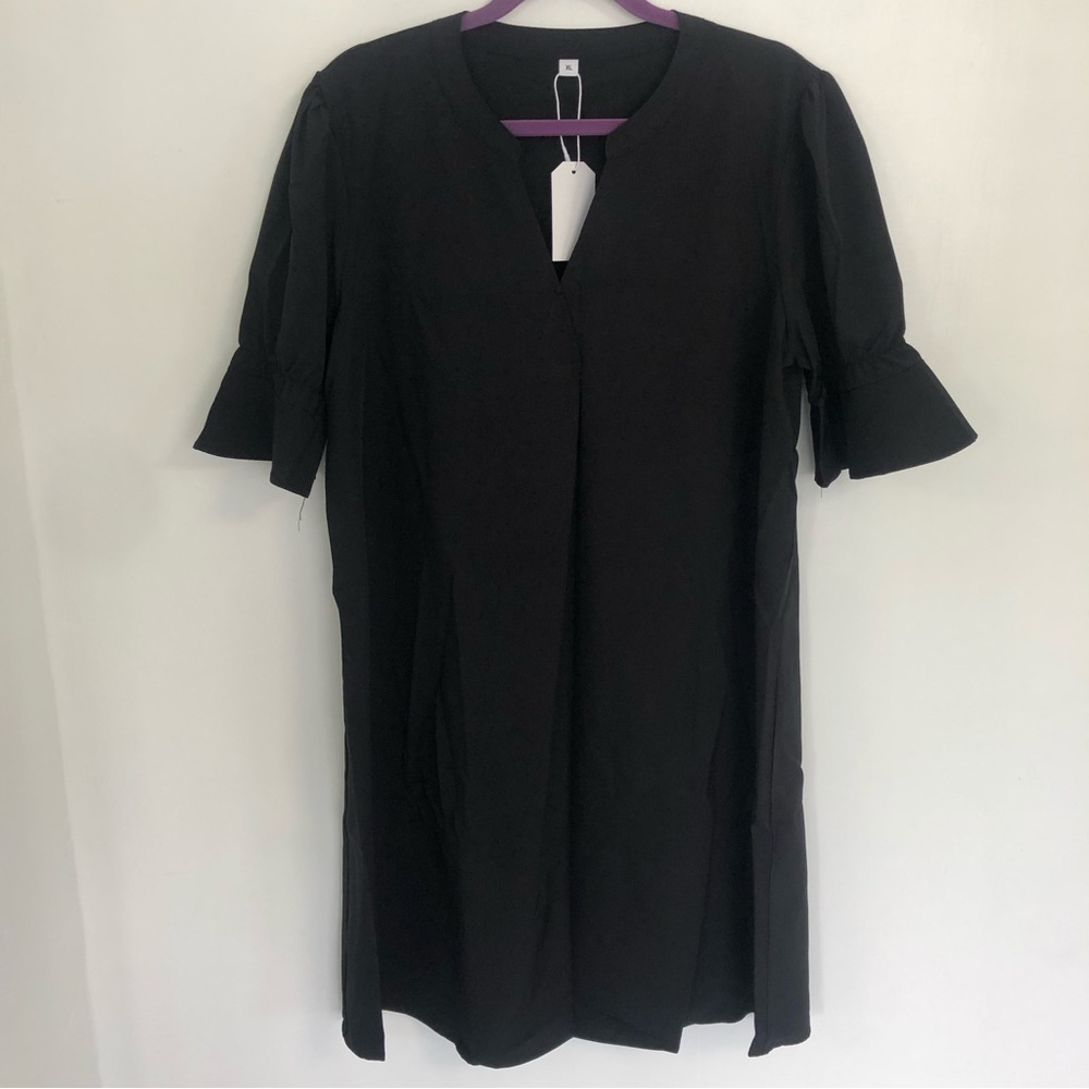 NEW! EXCLUSIVE Women’s Black 3/4 Ruffled Sleeve Tunic Size XL